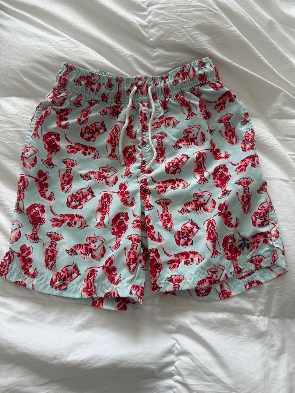 Brooks Brothers Light Blue Swim Trunks with Red Lobster Print